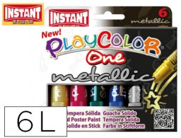 Témpera sólida Playcolor escolar 6 barras 10g. colores metálicossurtidos